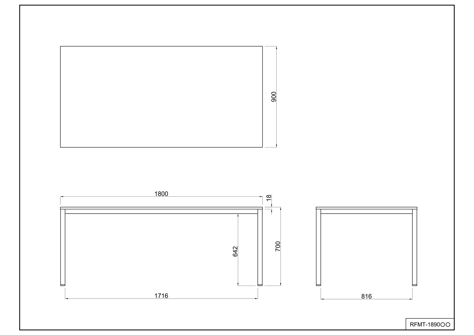 ミーティングテーブル W1800xD900 ダーク RFMT-1890D | アール・エフ 