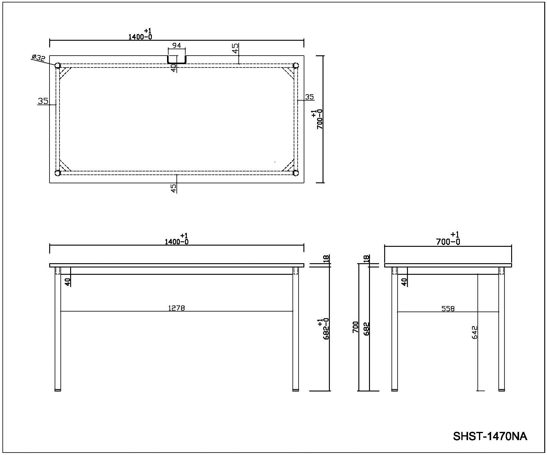 SHシンプルテーブル W1400xD700 ナチュラル SHST-1470NA | アール