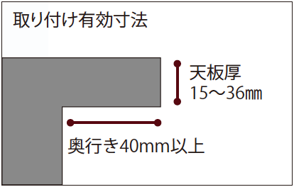 上置棚取り付け可能寸法