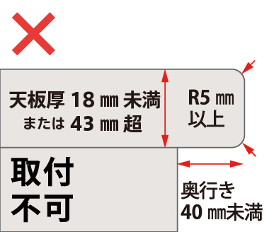 RFFDP-R55BE-TCPBK クランプ取り付け可能寸法について