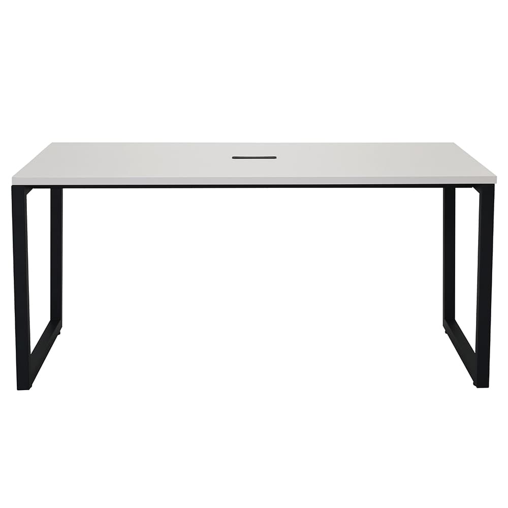 リスム ミーティングテーブル W1500xD750 ホワイトxブラック脚 4ヶ口コンセント付 RFFMT-1575WH-BL