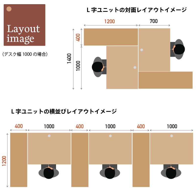 Jシリーズデスクサイドテーブルレイアウトイメージ