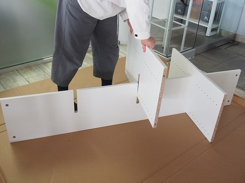 プリーマⅡ 木製格子型シェルフ4列2段の組み立て