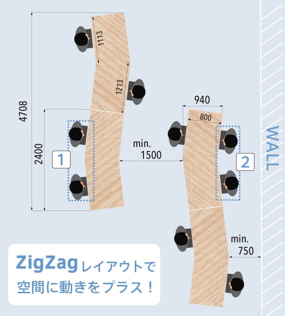 異形天板テーブル使用イメージ