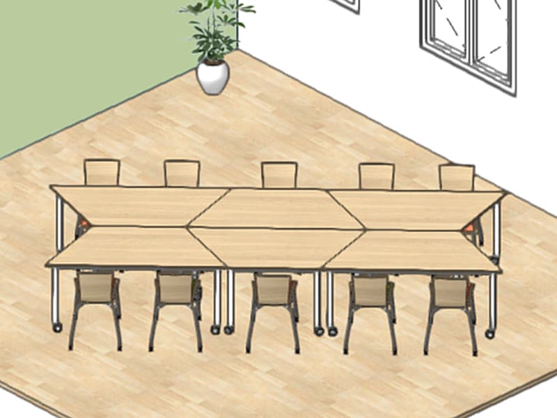CTTキャスターテーブル台形でつくる対面テーブルレイアウト