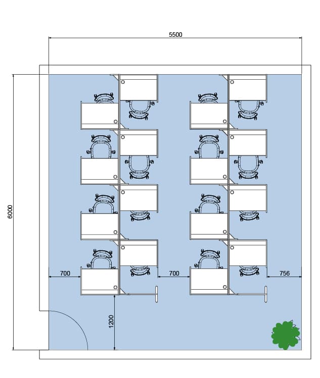 パーソナルブース自習室のレイアウト平面図