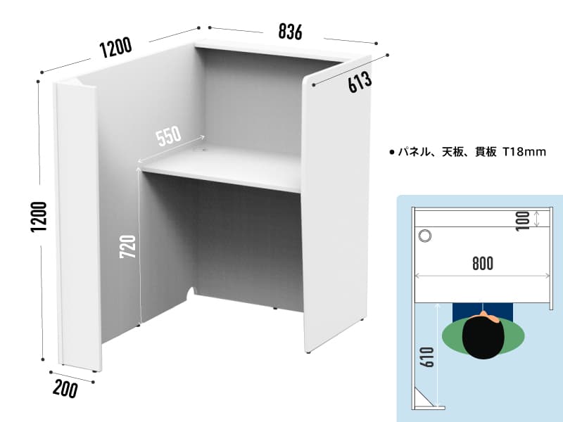 パーソナルブースの基本ブースサイズ