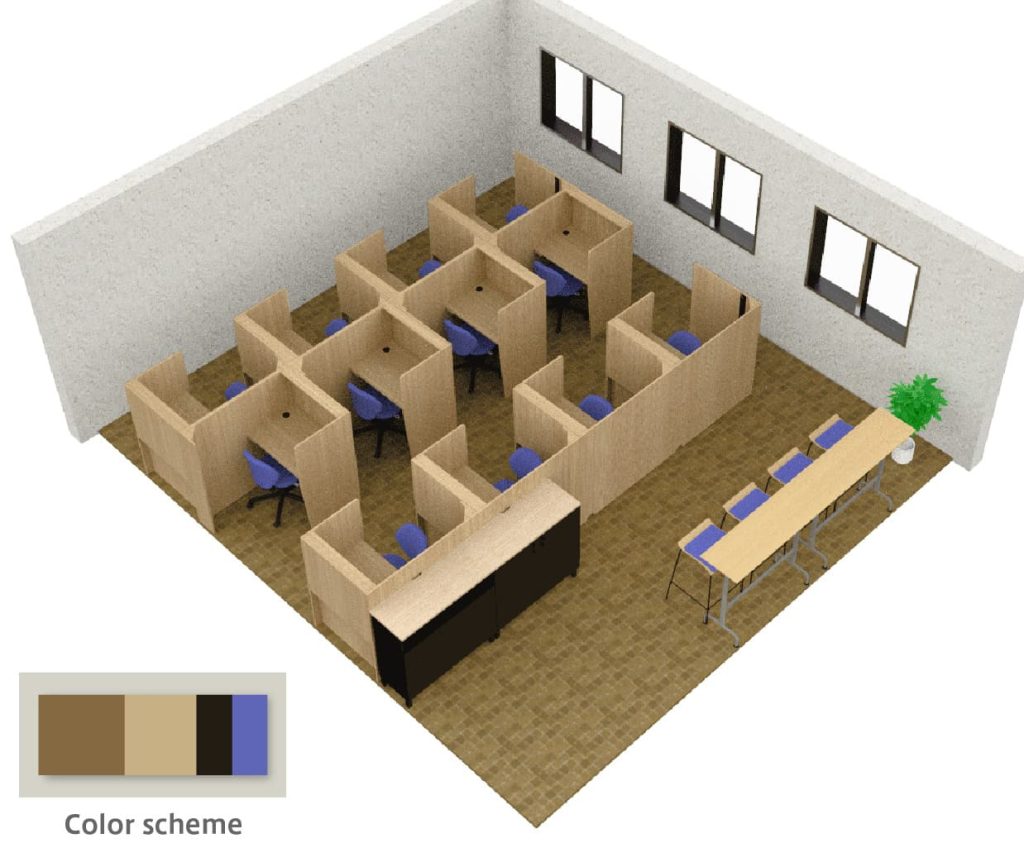 パーソナルブース オークの自習室レイアウトイメージ