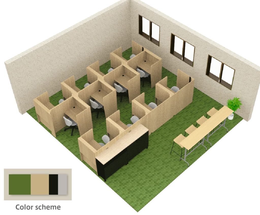 パーソナルブース オークの自習室レイアウトイメージ