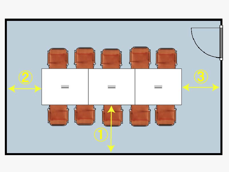 対面形式の会議室（8〜12人）レイアウトイメージ