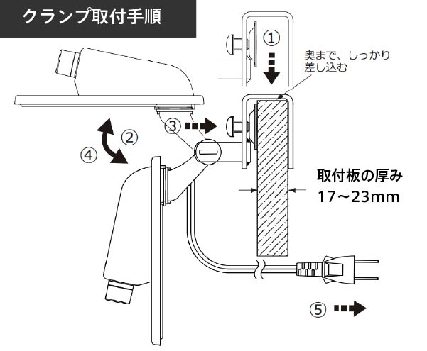 OLEDデスクライト パーティション取付タイプ LEX-3120 クランプ取付手順