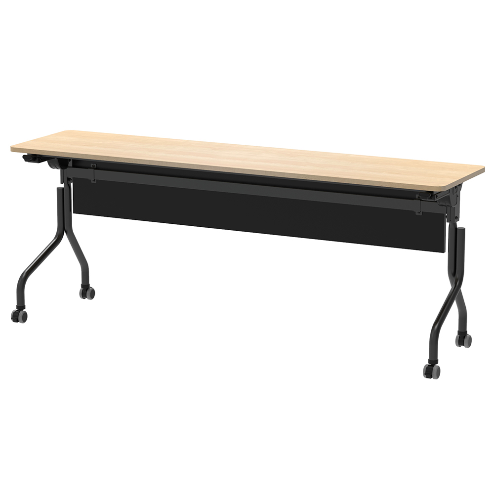 パラレル フォールディングテーブル W1800×D450 ナチュラル×ブラック脚 幕板付き RFPFT-1845NA-BLM