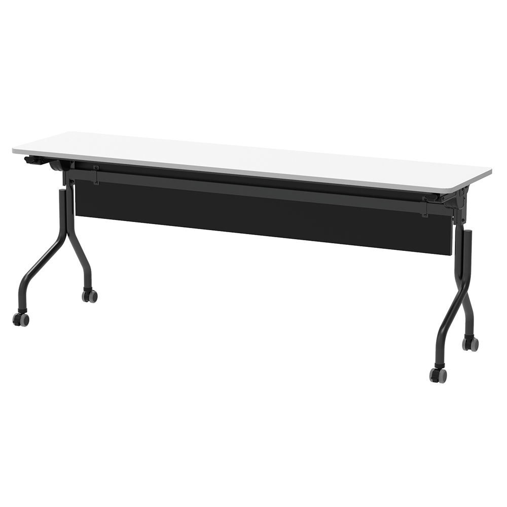 パラレル フォールディングテーブル W1800×D450 ホワイト×ブラック脚 幕板付き RFPFT-1845NA-BLM