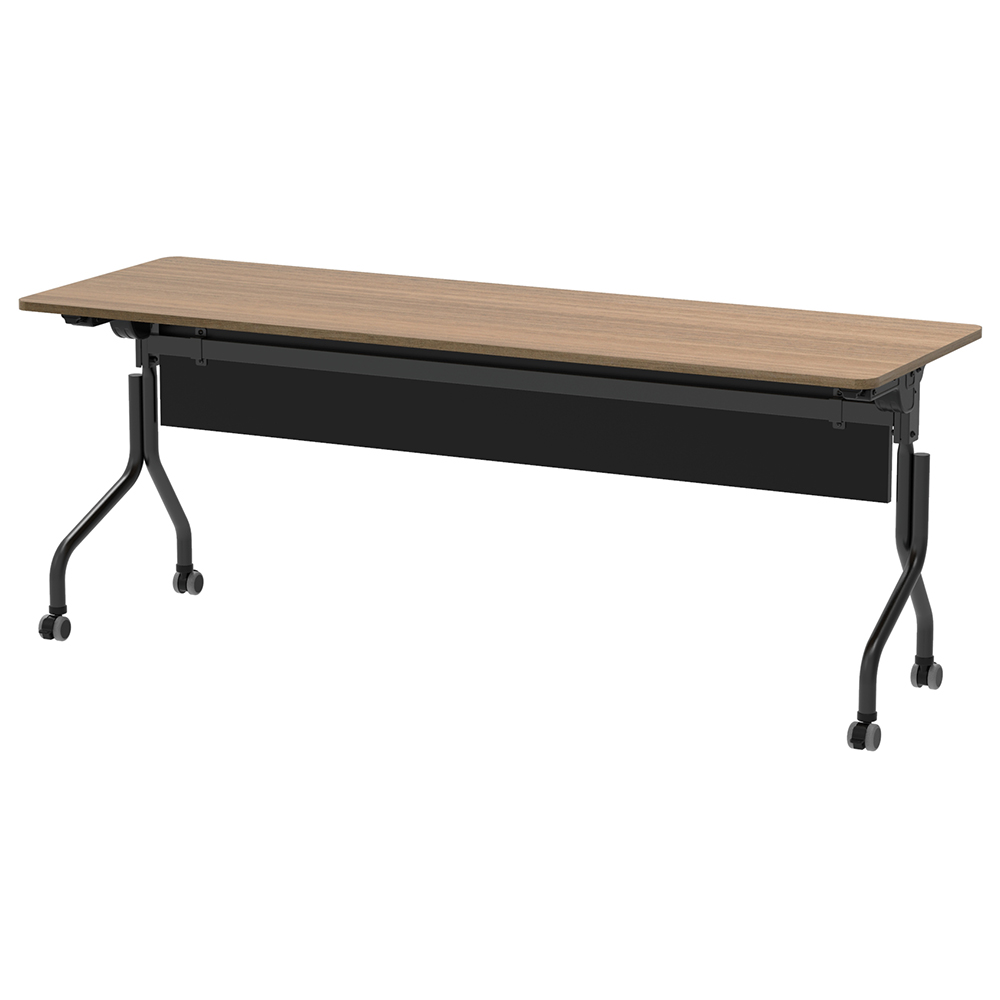 パラレル フォールディングテーブル W1800×D600 ウォルナット×ブラック脚 幕板付き RFPFT-1860DM-BLM