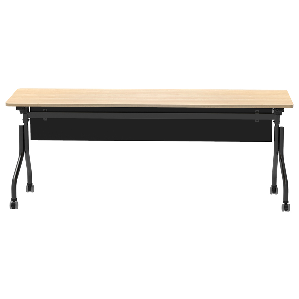 パラレル フォールディングテーブル W1800×D600 ナチュラル×ブラック脚 幕板付き RFPFT-1860NA-BLM