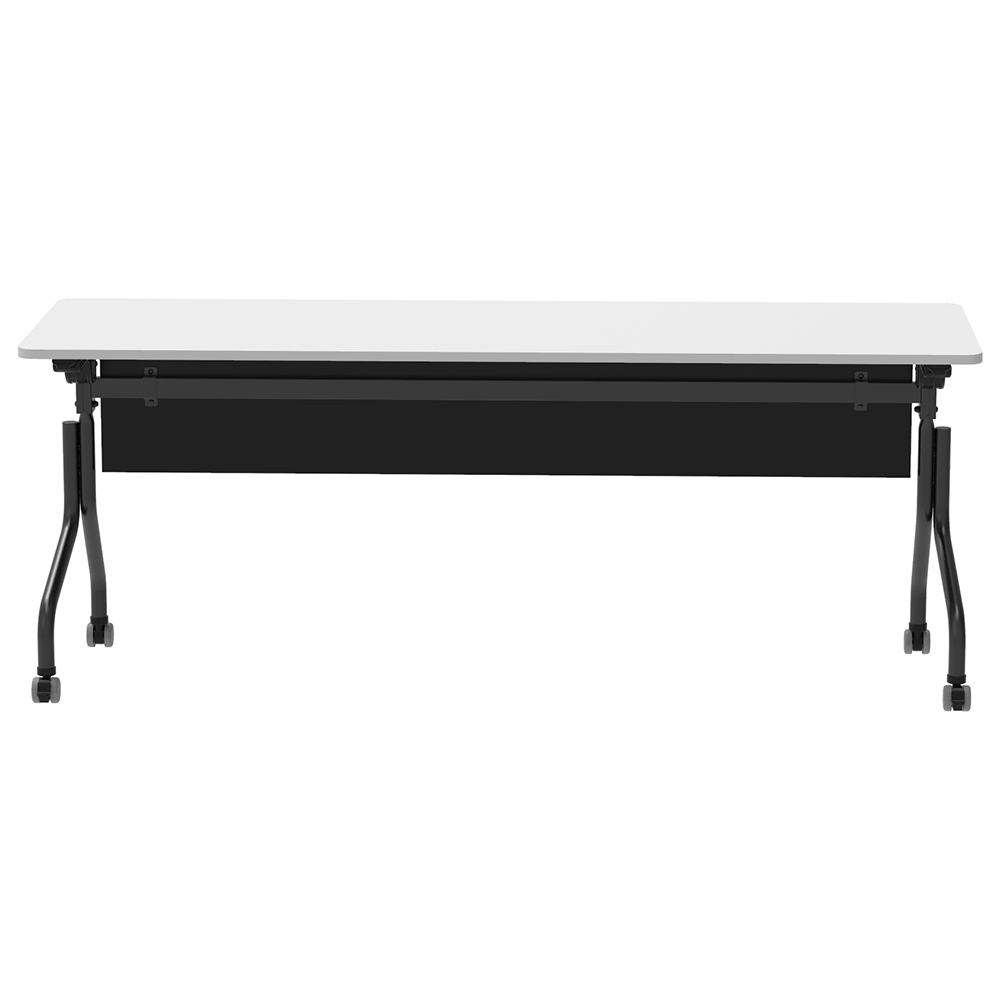 パラレル フォールディングテーブル W1800×D600 ホワイト×ブラック脚 幕板付き RFPFT-1860WH-BLM