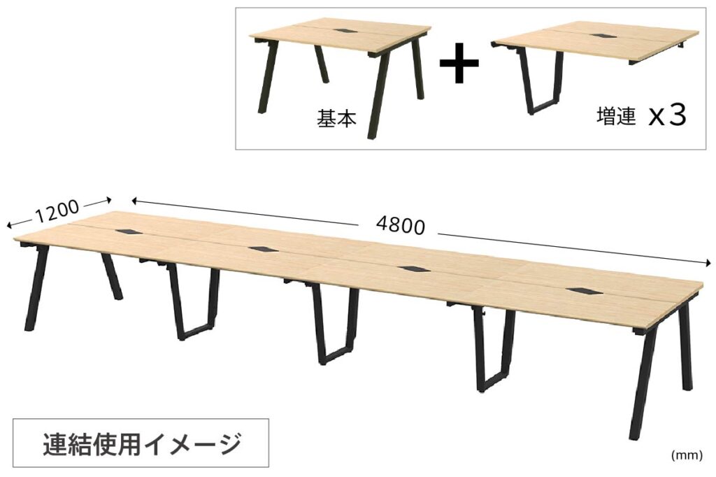 チルト フリーアドレス用テーブル 連結イメージ