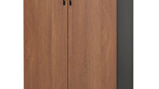 プラン木製シェルフ W800×H1141 ウォルナット×ブラック 扉付き RFPS