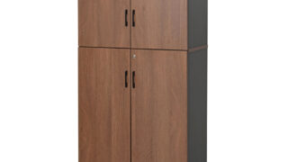 欄間Ｊ　2枚セット プラン木製シェルフ W800×H1850 ウォルナット×ブラック 上下扉付き