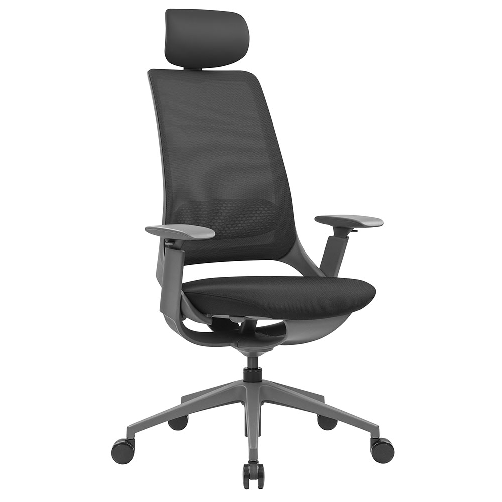 ハグ チェア 可動肘ランバーヘッドレスト付き ブラック グレーフレーム RFHUC-001BK-GF-HR