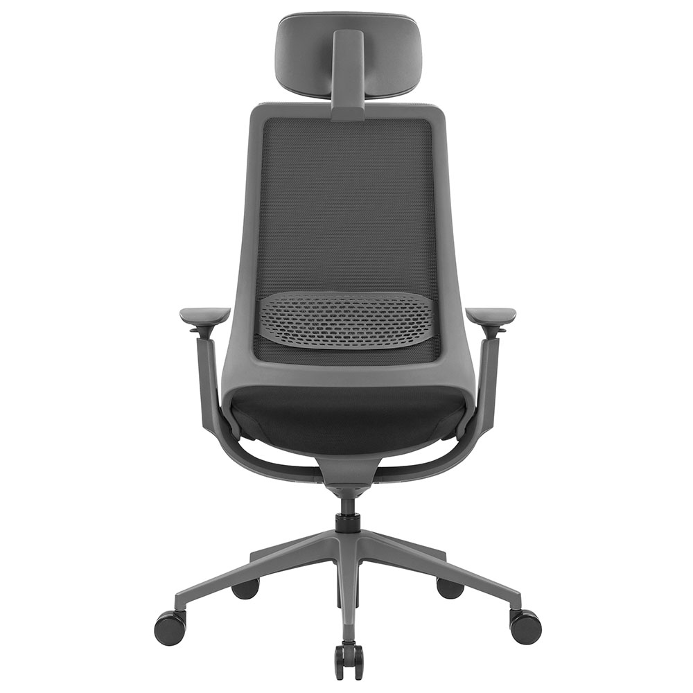 ハグ チェア 可動肘 ランバー ヘッドレスト付き ブラック グレーフレーム RFHUC-001BK-GF-HR