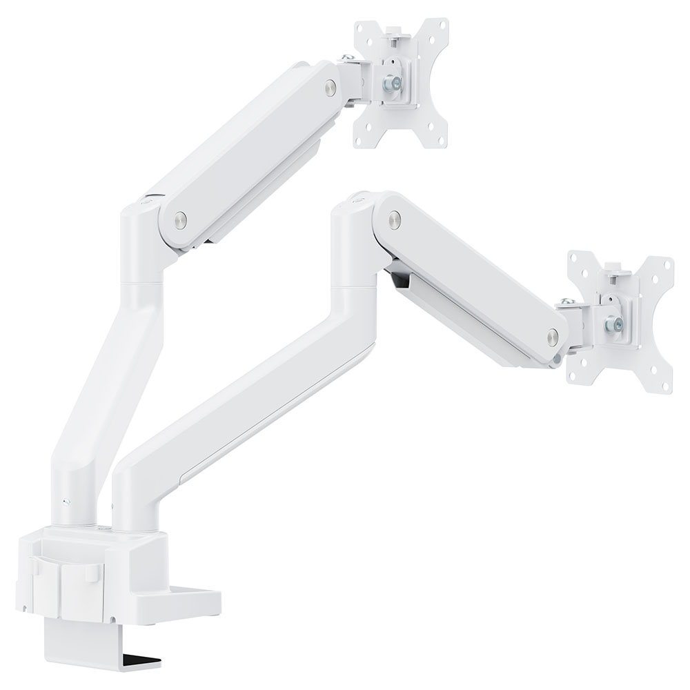モニターアーム メカニカルスプリング式 上締めタイプ ダブル ホワイト RFMA-DT53-DUWH