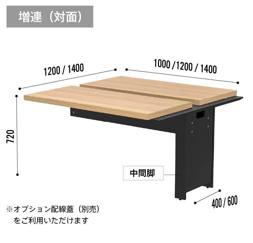 ソリード対面デスク用増連