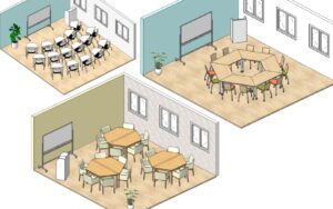 台形テーブル・台形デスクのレイアウト