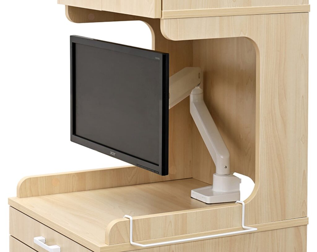 別売モニターアームの取り付けも可能です