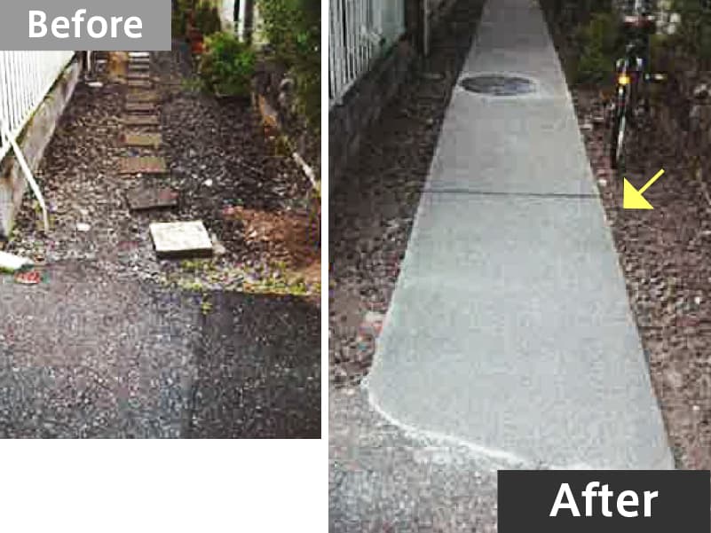 敷石をスロープに