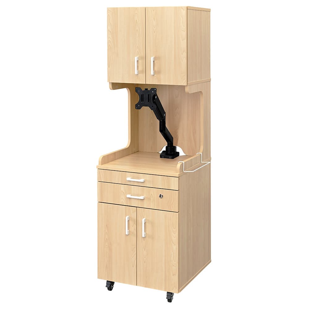 メディット 床頭台 ハイ ナチュラル 扉・棚板・モニターアーム ブラック付き RFMSD-HNA-DT-MABK