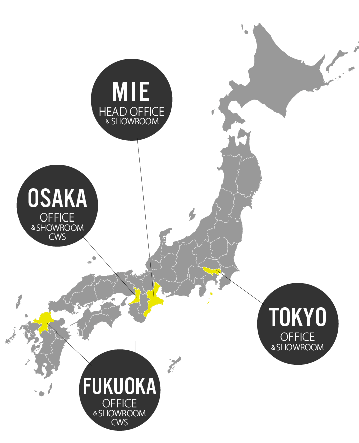 R.F.Yの支社・ショールーム(MAP)